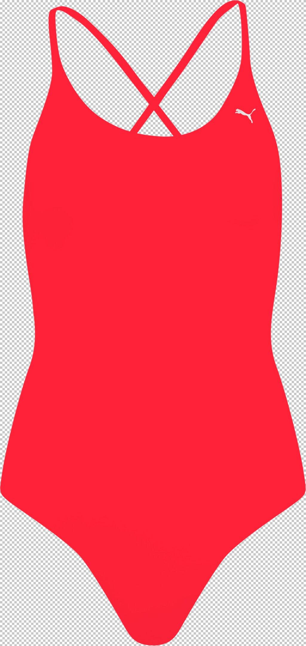 PUMA Damen Badeanzug SWIM WOMEN V-NECK CROSSBACK SW S in Rot
