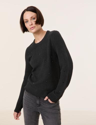 Pullover mit Deko-Steinchen 46 Figurumspielend - Schwarz