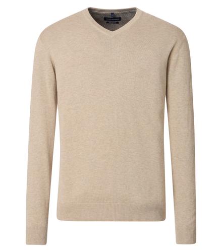 Pullover mit V-Ausschnitt uni 004430 M - Beige