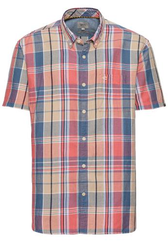 Karohemd aus Leinenmix M Regular Fit - Faded Red