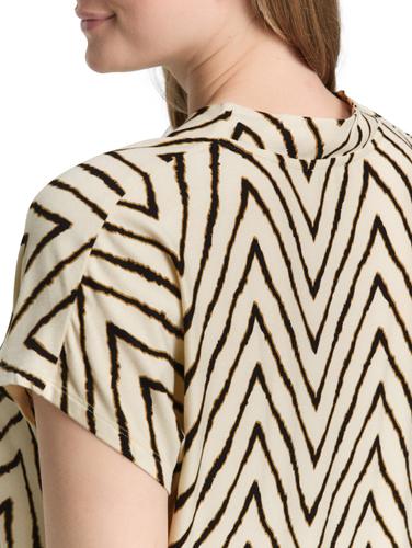 Plus Size - T-Shirt mit V-Ausschnitt 46 Regular Fit - Natural Zig Zag Design