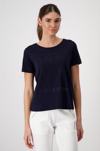 T-Shirt mit Strassschrift 42 - Deep Ocean