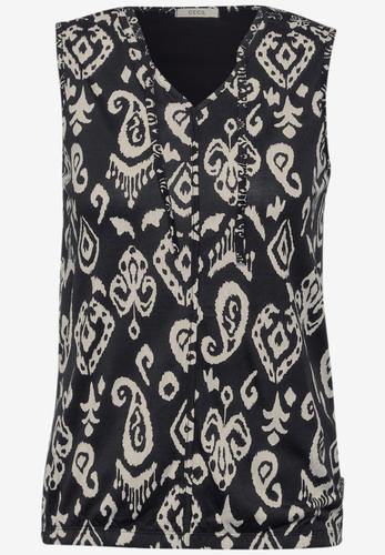 Top mit Ornament Print S - Black