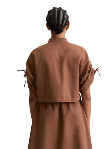 Kurzarm-Bluse relaxed XS Relaxed Fit - Melted Chocolate