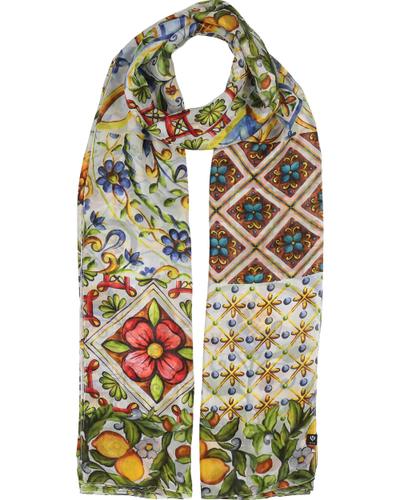 Stola XL-Seidenstola mit Mosaik-Design - vielseitig tragbar OS - True Blue