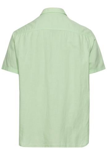 Kurzarm Hemd aus einem Leinen-Baumwoll-Mix M Regular Fit - Pistacchio