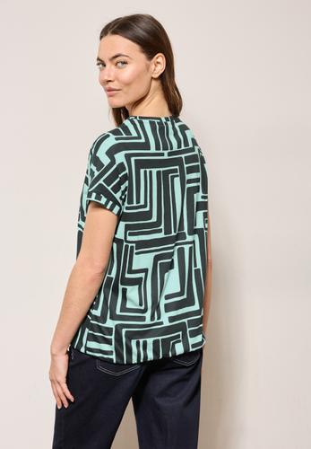 Print-Shirt mit Knopfdetail M - Slate Khaki