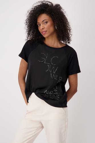 Blusenshirt mit Schmuckschrift 36 - Schwarz
