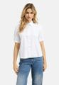 Blouse w collar, placket + bows at cf, 1/2 sleeve w elastic cuff Weiß 38