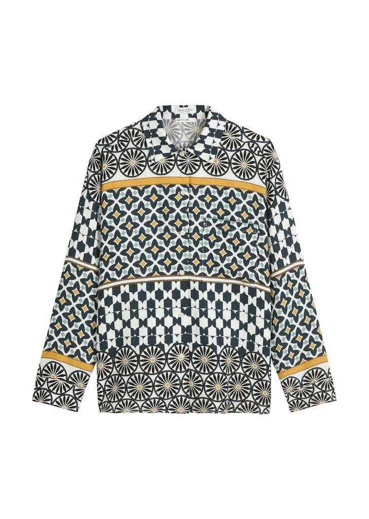 Print-Leinenbluse regular 38 Regular Fit - Multi/ White Cotton