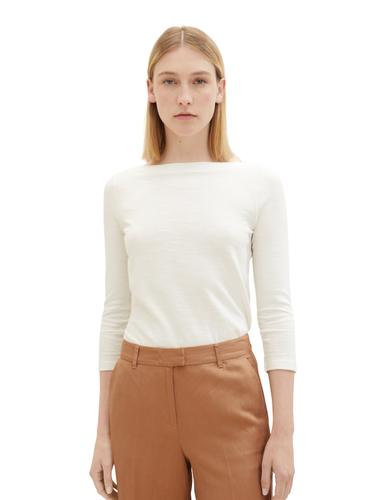 Basic Longsleeve mit 3/4-Arm aus Baumwolle L Regular Fit - Whisper White