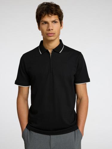 SLHFAVE SPORT ZIP SS POLO NOOS Schwarz S