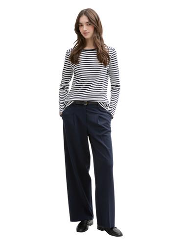 Langarmshirt mit Streifenmuster XL Regular Fit - Navy White Stripe