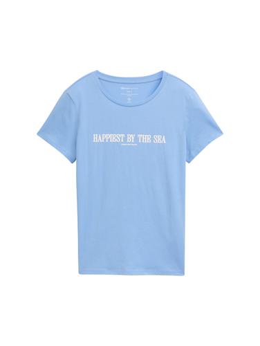 Basic T-Shirt mit Print M Regular Fit - Light Blue