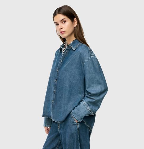 MAC JEANS - OVER SHIRT, Fluid tencel L/OL - Blau
