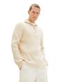 Troyer Strickpullover mit recyceltem Polyester XL Regular Fit - Vintage Beige