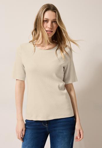 Basic Rippstruktur T-Shirt L - Light Beige