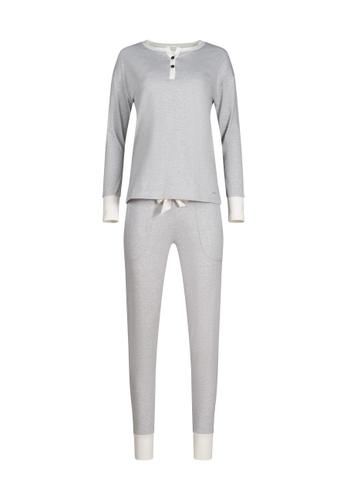 SKINY Damen Pyjama lg. Night In Mix &amp; Match 36 - Grey Melange