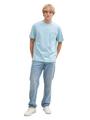 Relaxed Fit T-Shirt mit Brusttasche XXL Relaxed Fit - Dusty Blue White Mini Stripe