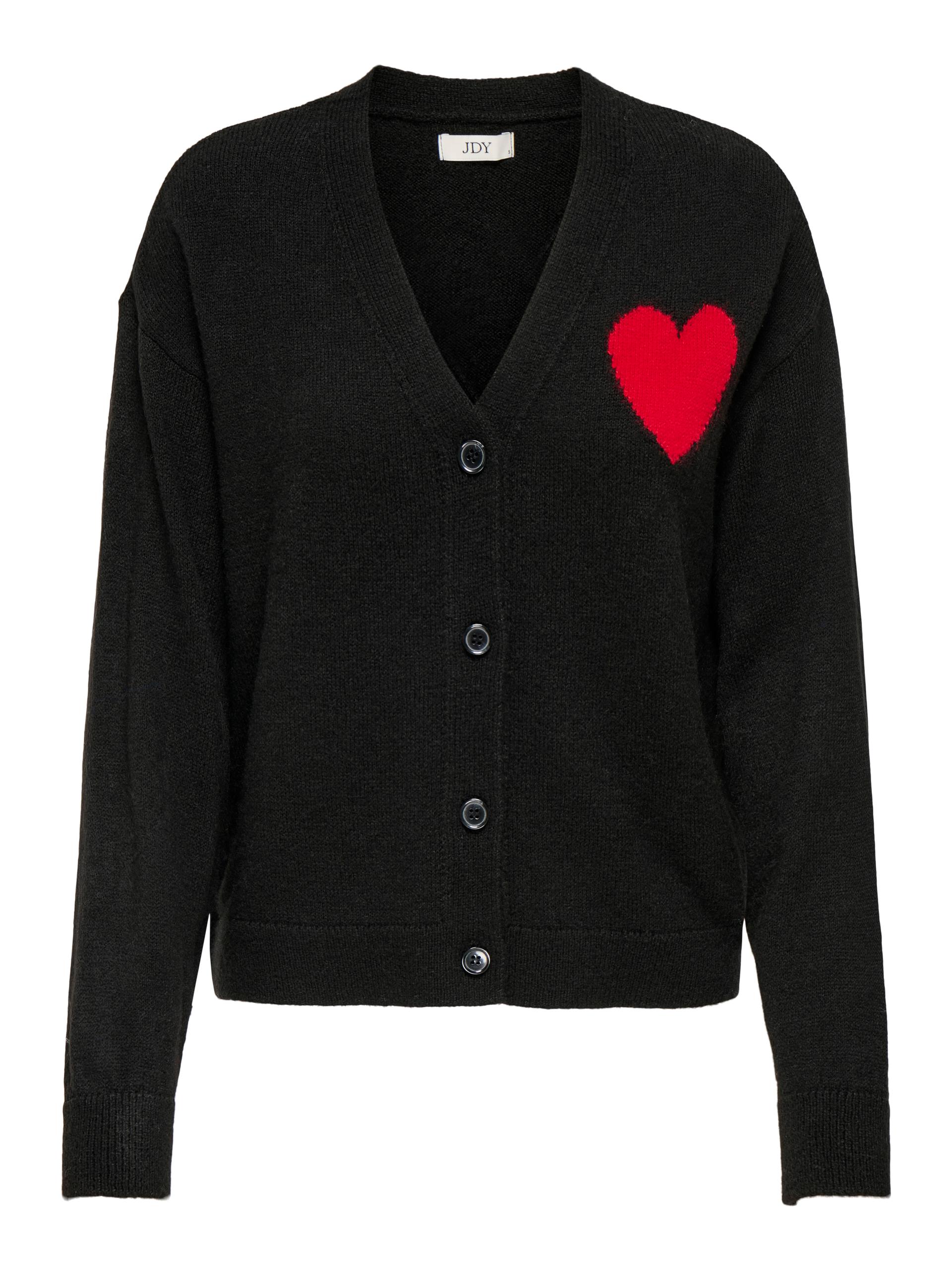 JDYVITTORIA L/S HEART CARDIGAN KNT S Knit Fit - Black