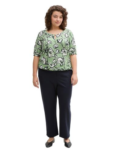 Plus Size - T-Shirt in Knitter-Optik 46 Regular Fit - Fresh Spring Floral Design