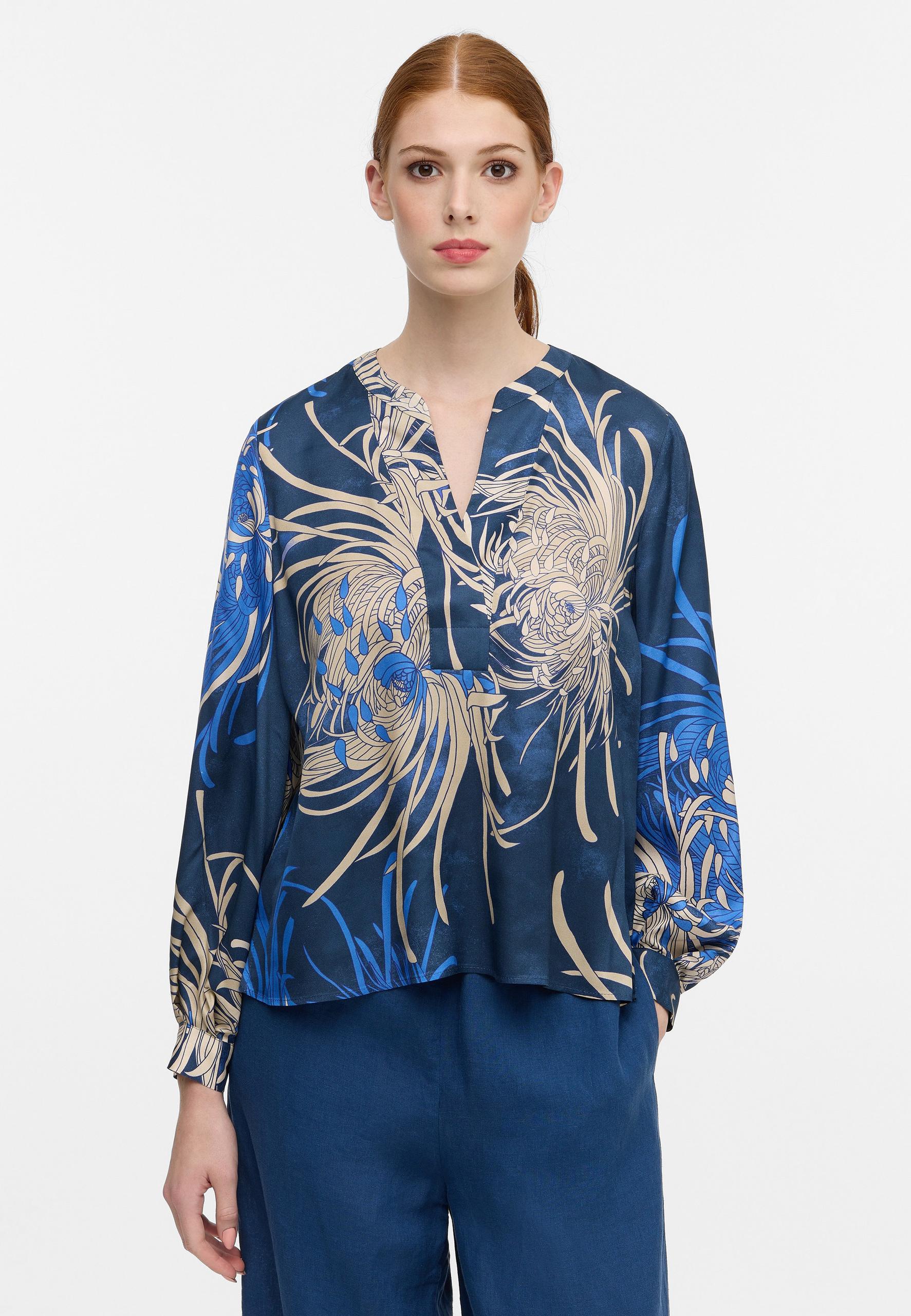 Bluse Twill Langarm 36/Langarm LOOSE FIT - Azurblau