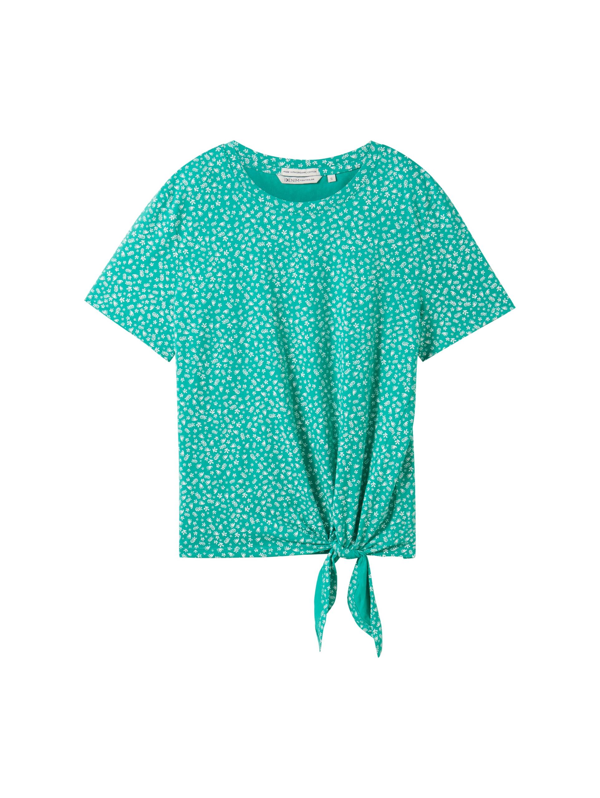 T-Shirt mit Knoten-Detail XS Regular Fit - Green Minimal Print