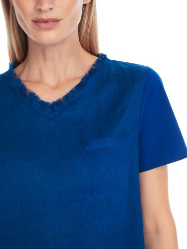 Luftiges T-Shirt mit Leinen 38 - Gentian