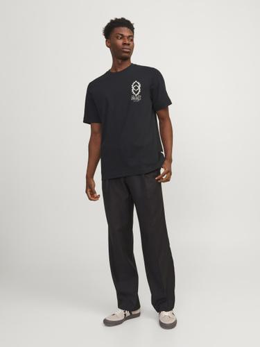 JORNOTO GRAPHIC CHEST TEE SS C.N LN M Weit geschnitten - Black