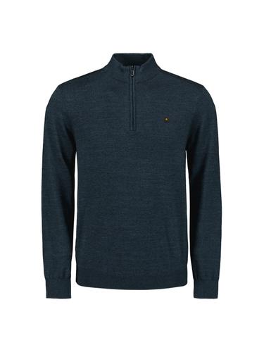 Pullover Half Zip 2 Coloured Melange XXL Regular Fit - Navy