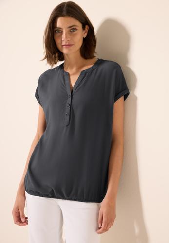 Kurzarmbluse in Unifarbe L - Volcanic Grey