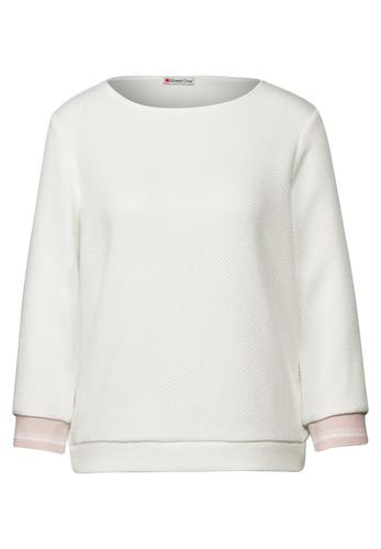 Shirt mit Streifen-Bündchen 38 - Off White