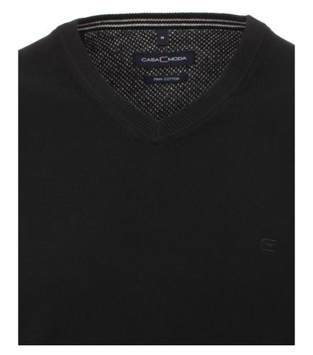 Pullover mit V-Ausschnitt uni 004430 XL Basic Knitwear - Schwarz