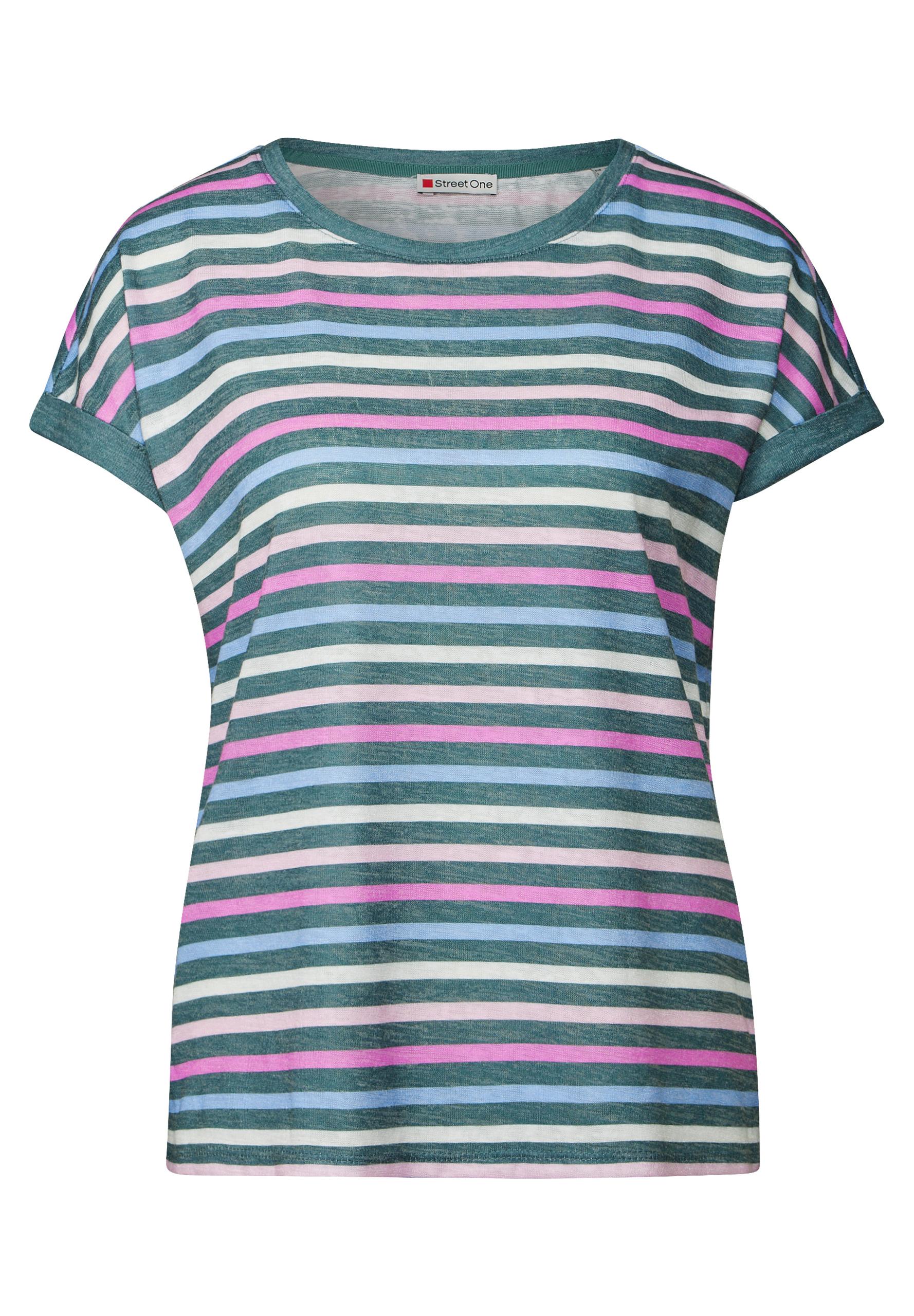Leinen-Look Streifen-Shirt 36 - Dark Garden Green