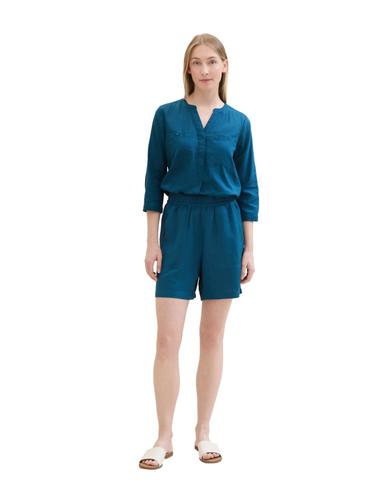 Bermuda mit Leinen 38 Loose Fit - Moss Blue