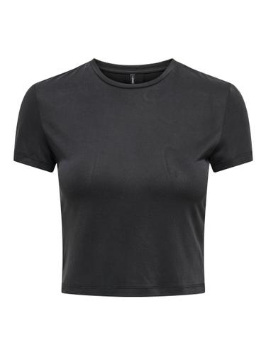 ONLHANNAH S/S O-NECK SHORT TOP JRS XS Normal geschnitten - Black