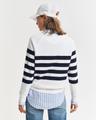 Gestreiftes Rundhals-Sweatshirt mit goldfarbenen Knöpfen S - Eggshell