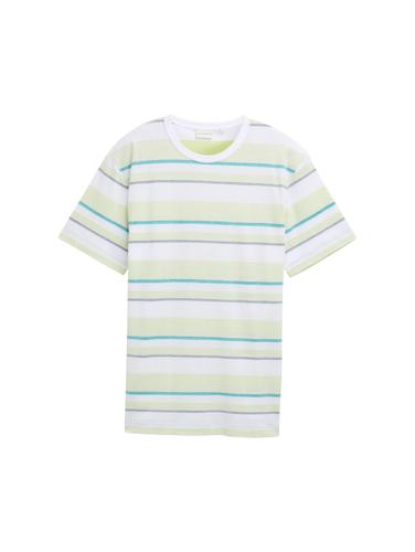 T-Shirt im Streifenmuster XXL Regular Fit - White Lime Multi Color Stripe