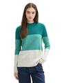 Strickpullover mit Colour Blocking XL Regular Fit - Green Beige Colorblock