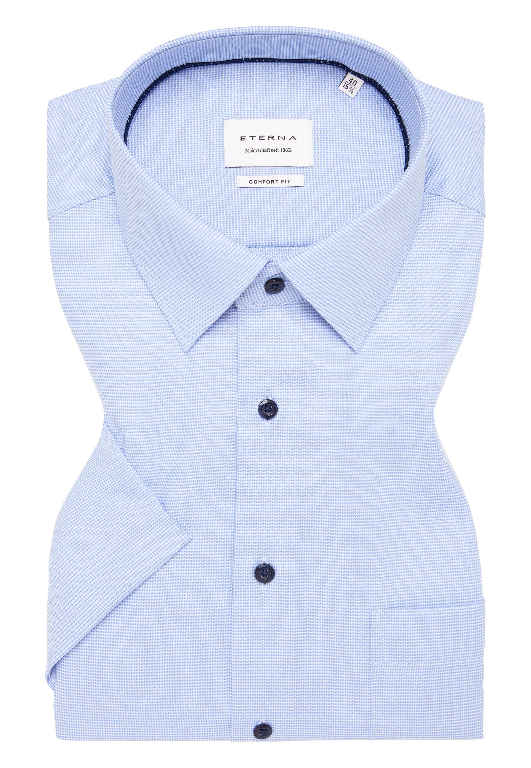 Hemd Hahnentritt Kurzarm 42/Kurzarm COMFORT FIT - Hellblau