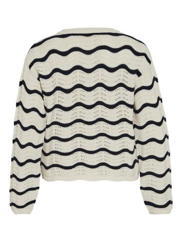 VIWAVE O-NECK LS POINTELLE KNIT TOP-NOOS XL Locker geschnitten - Birch