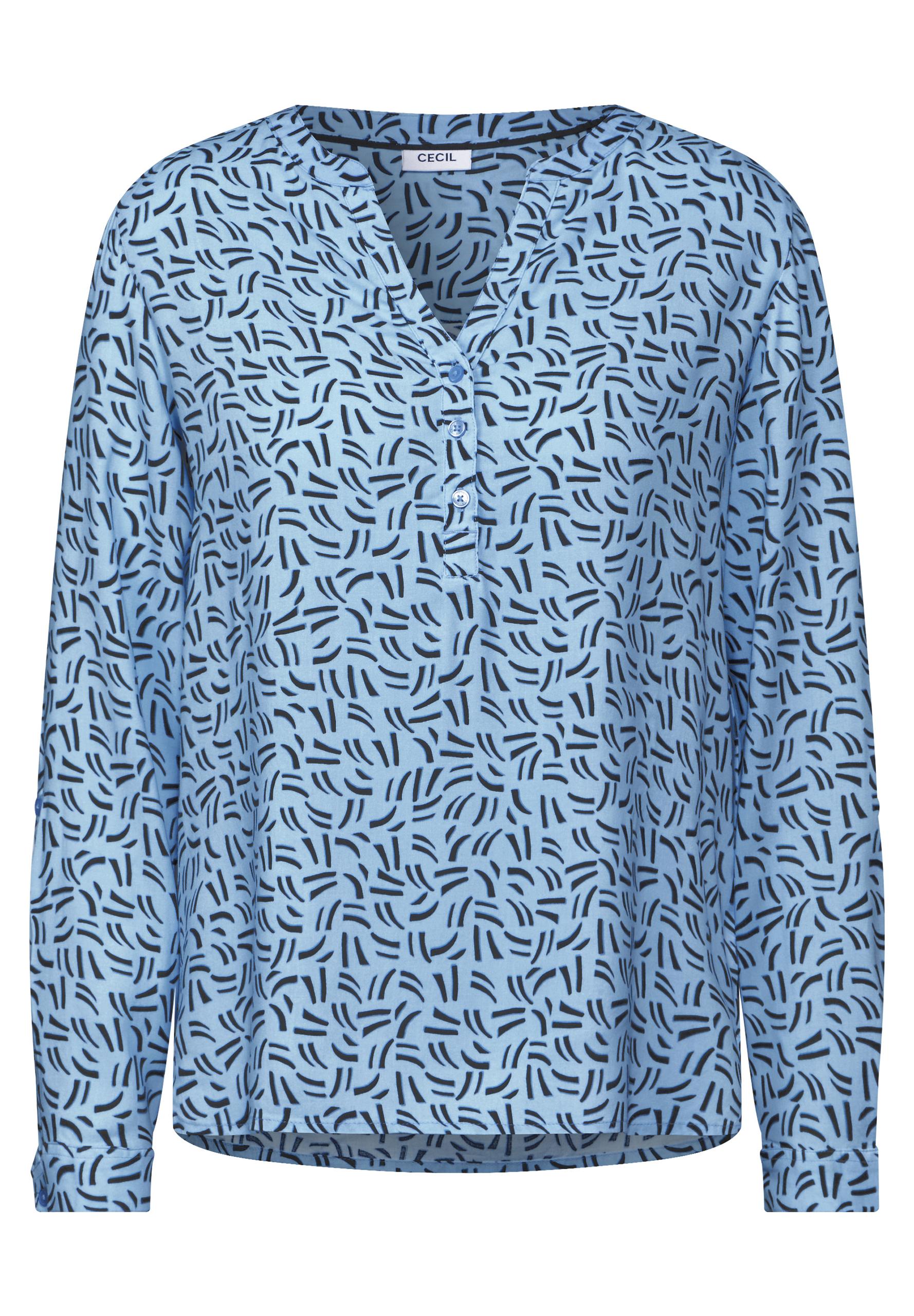 Bluse mit Minimal Print XL - Fresh Light Blue