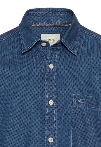Langarm Hemd mit Allover-Print Blau XXL