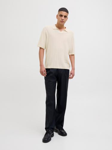 JORVARENNA KNIT SS SPLIT NECK L Locker geschnitten - Sea Salt
