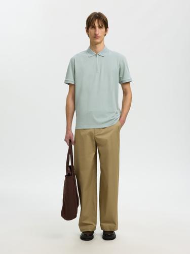 SLMFAVE ZIP SS POLO NOOS M Normal geschnitten - Aqua Gray