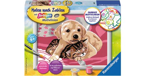 Ravensburger Spiel - Malen nach Zahlen mit farbigen Motivlinien - Beste Freunde