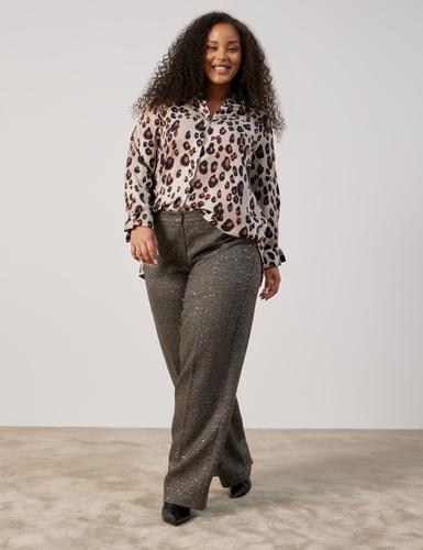Bluse mit Leo-Print 52 Figurumspielend | Lässige Passform - Pearl Gemustert