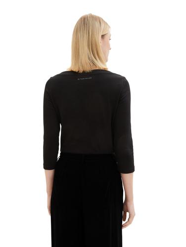 Basic Longsleeve mit 3/4-Arm aus Baumwolle M Regular Fit - Deep Black