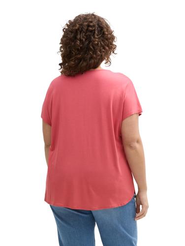 Plus Size - T-Shirt im Material-Mix 54 Regular Fit - Berry Red