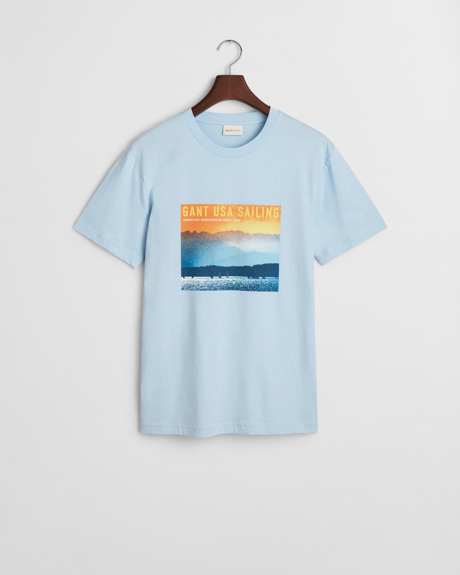 GANT USA Sailing Print Graphic T-Shirt XXXL - Fresh Blue